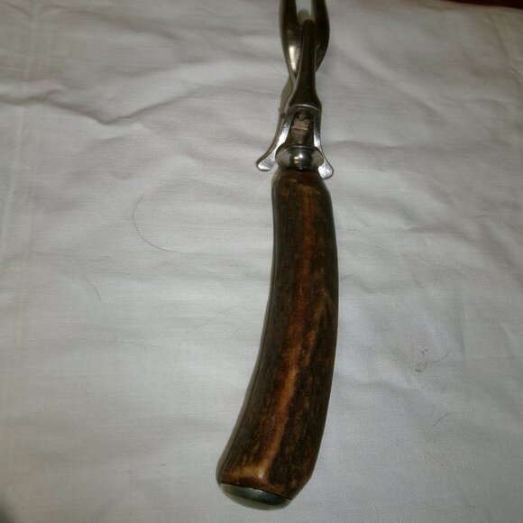 11 in Antique antler handle Meat Fork prong for pan rest - Picture 4 of 4